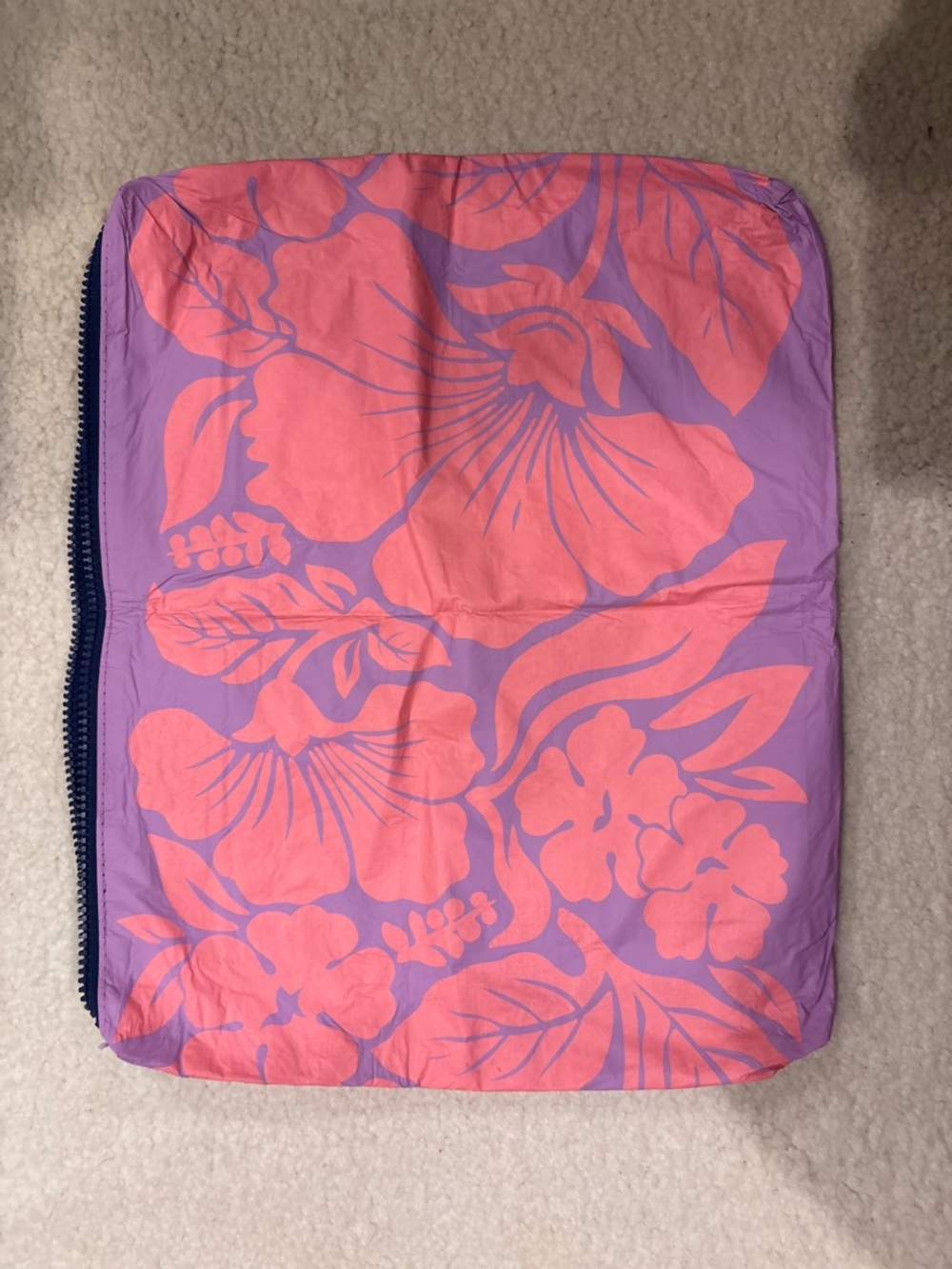 ALOHA Collection Pink and Purple Floral Cosmetic Bag